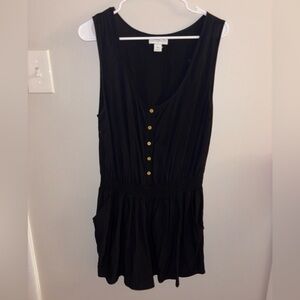 Cotton On Black Romper with Button Accents and Pockets